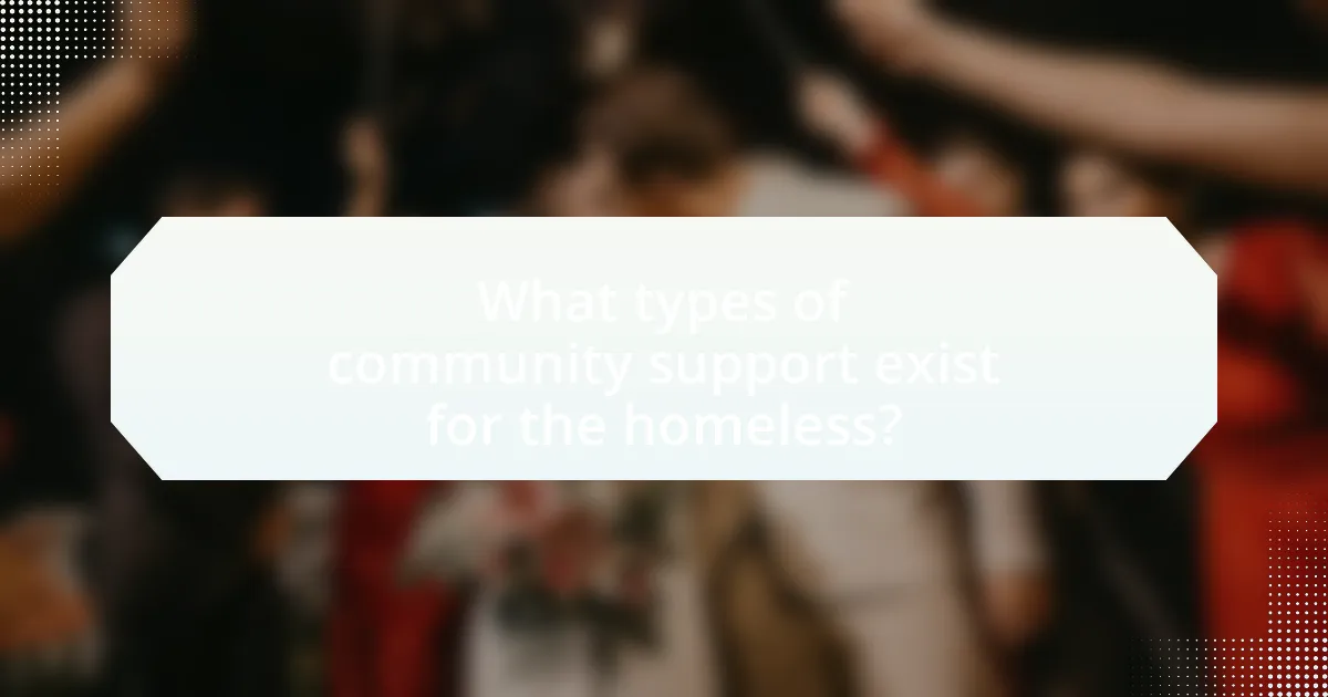 What types of community support exist for the homeless?